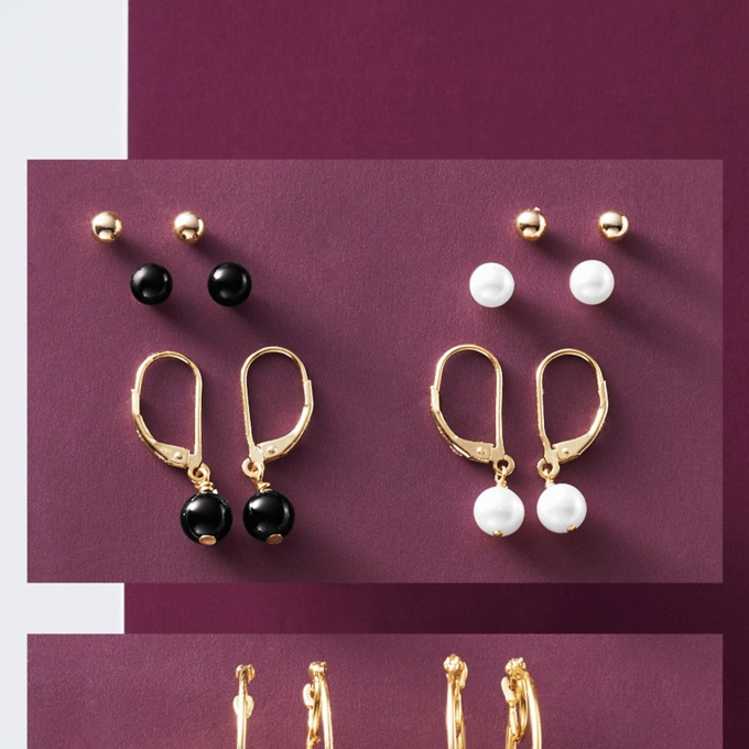 Gemstone Bead 3-Pair Earring Set, , large