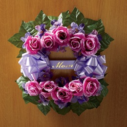 Memorial Rose Wreath, Purple Pink, large