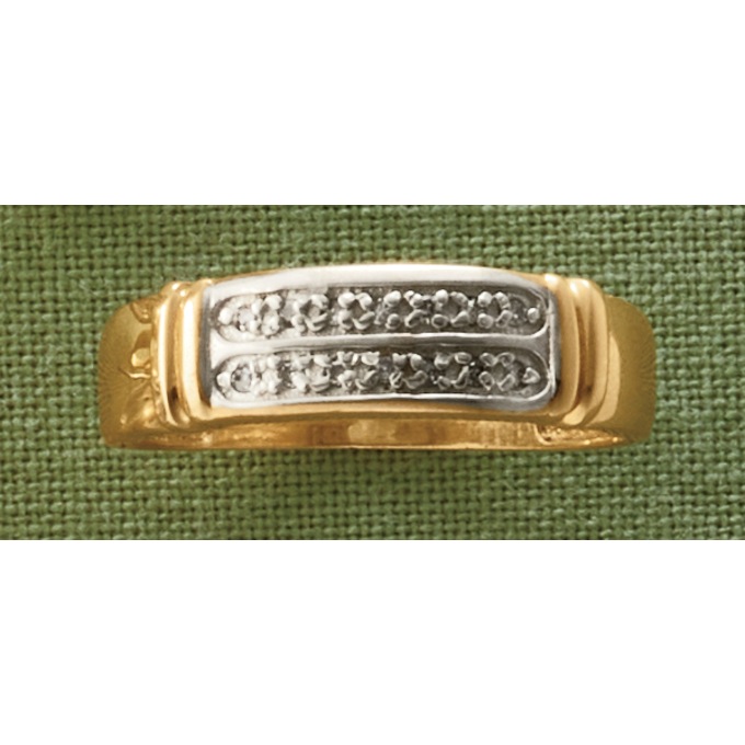 10K Diamond Unisex Double Row Ring, , large