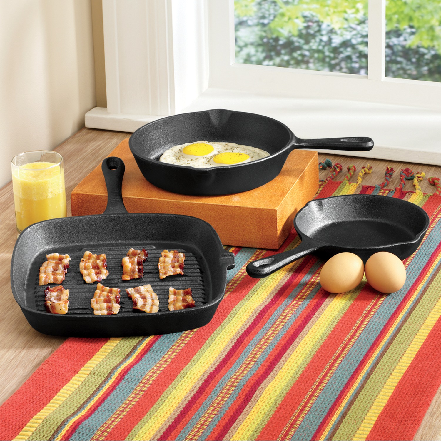 PreSeasoned Cast Iron Skillet and Grill Pan Set Seventh Avenue