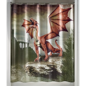 Red Dragon Shower Curtain, , large