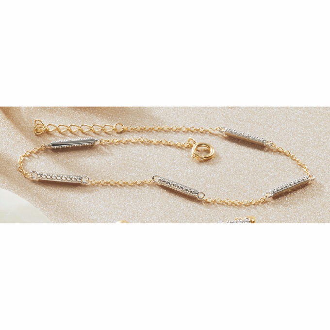 Diamond Bar Anklet, Gold over Sterling Silver, large