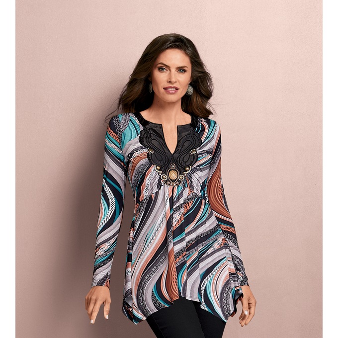 Cassandra Tunic, Swirl Print, large