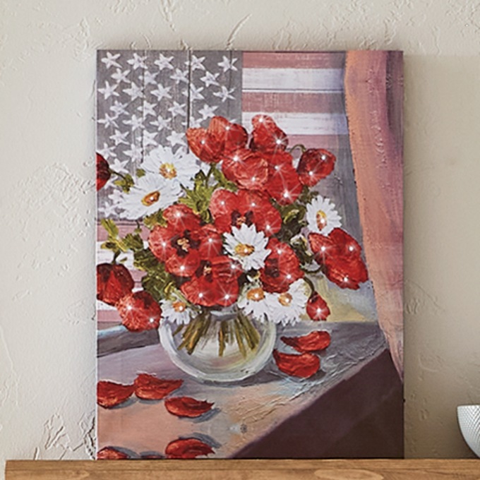Lit Patriotic Bouquet Canvas, , large