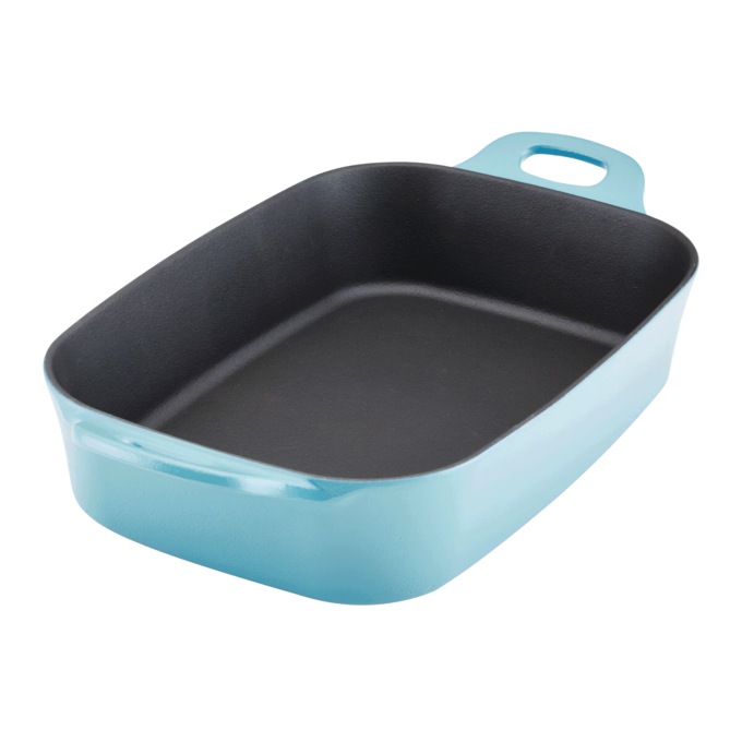 Rachael Ray Nitro 4-qt. Cast Iron Roasting Pan, Agave Blue, large
