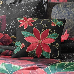 Gilded Poinsettia Accent Pillow, , large