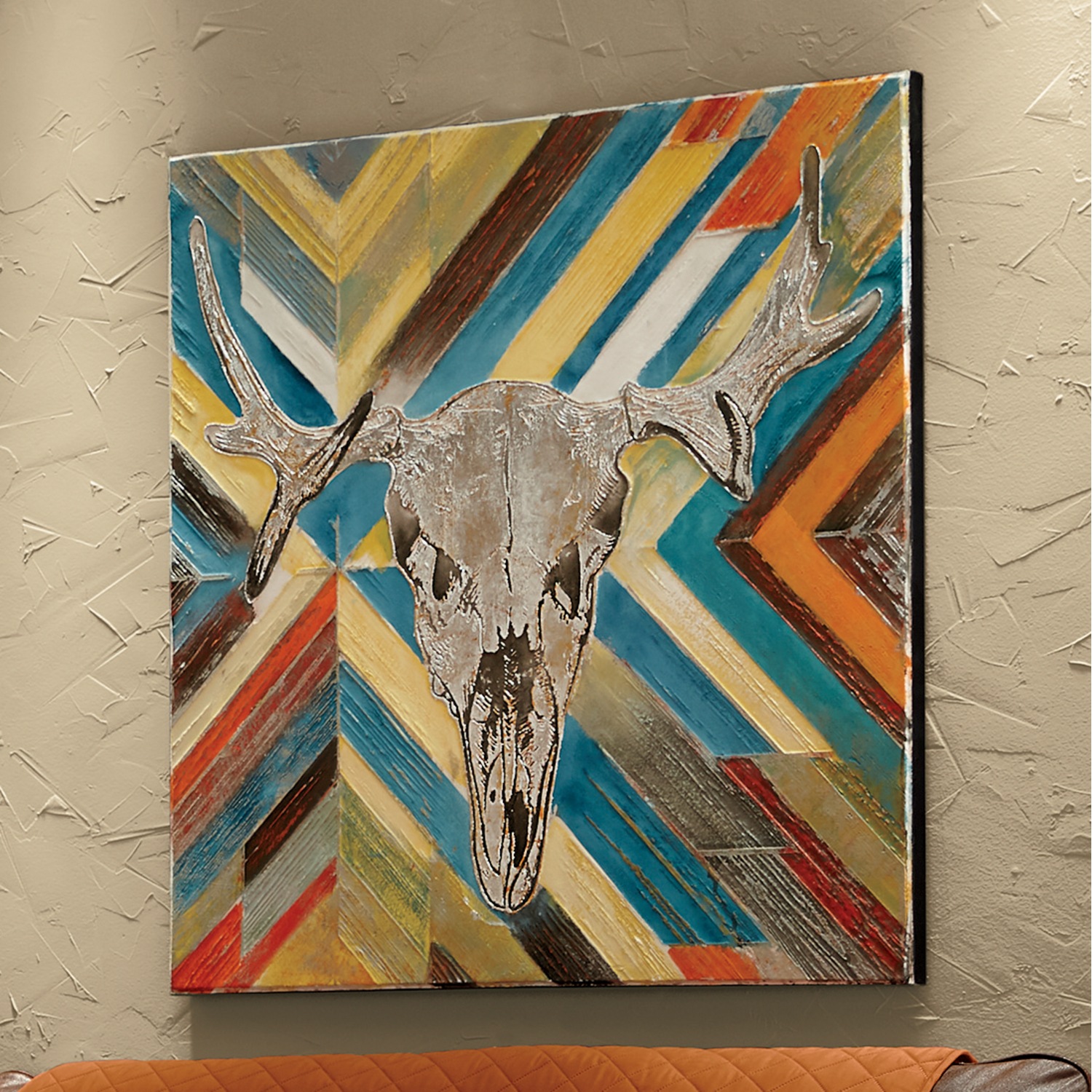 Hand-Painted Cow Skull Art | Seventh Avenue