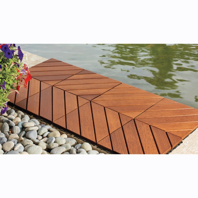 Set of 8 Outdoor Wood Patio Tiles, , large