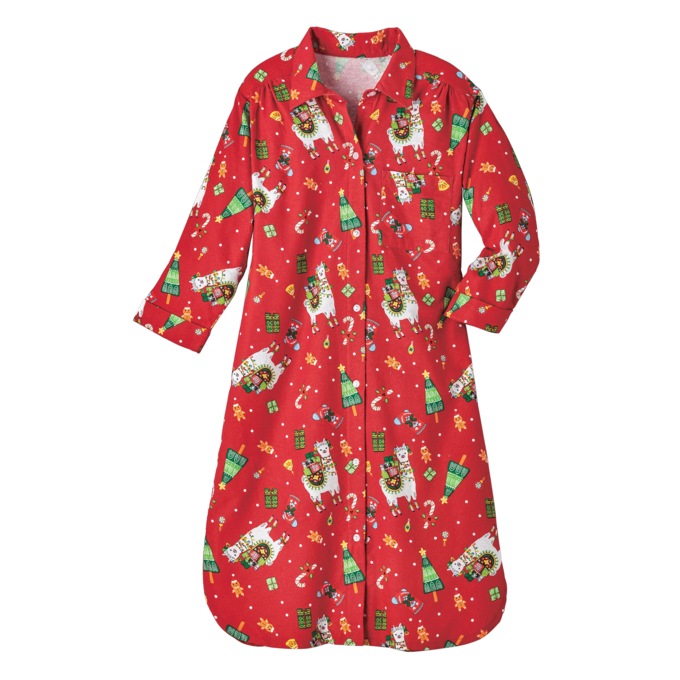 Printed Flannel PJs or Nightshirt, , large