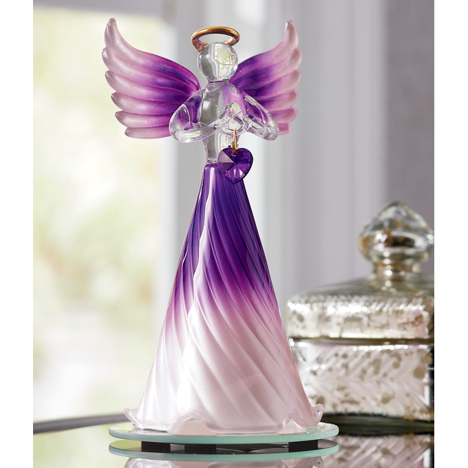 Glass Angel with Heart Charm, , large