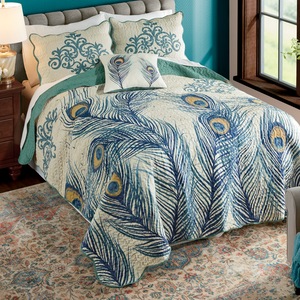 Peacock Script Bedspread, , large