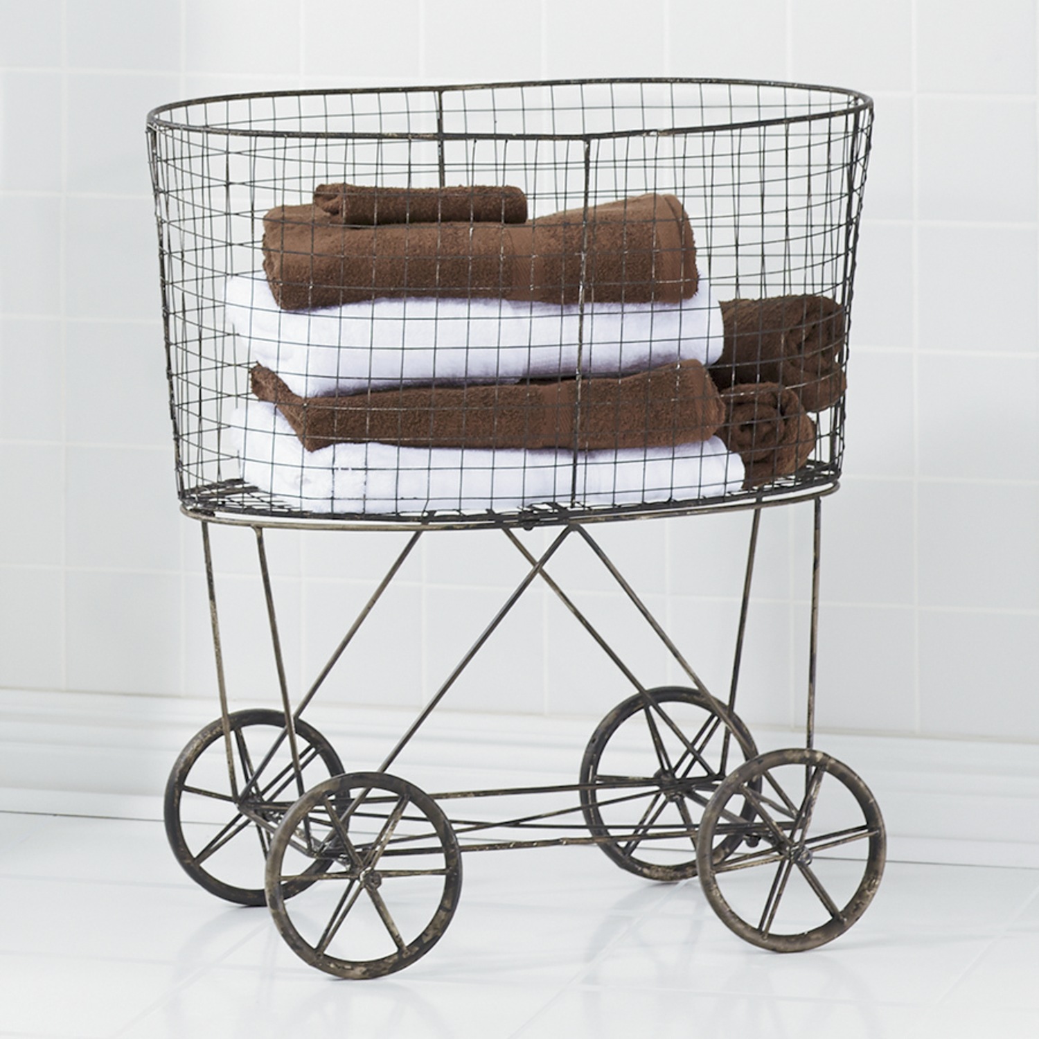 Vintage Rolling Laundry Cart Seventh Avenue