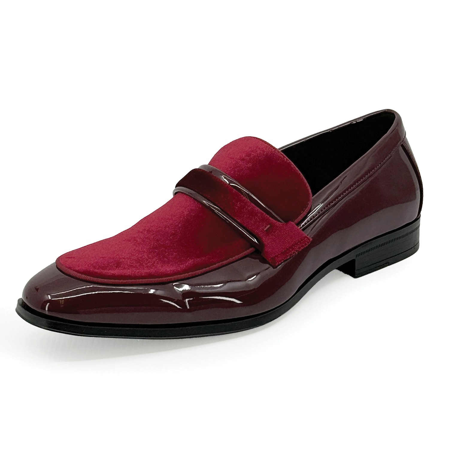 mens burgundy slip on dress shoes Amazon.com | CMM Slip-on Loafers for Men Shiny Original Smoking Red and Glod Dress Shoes Penny Smoking Slippers Size 6
