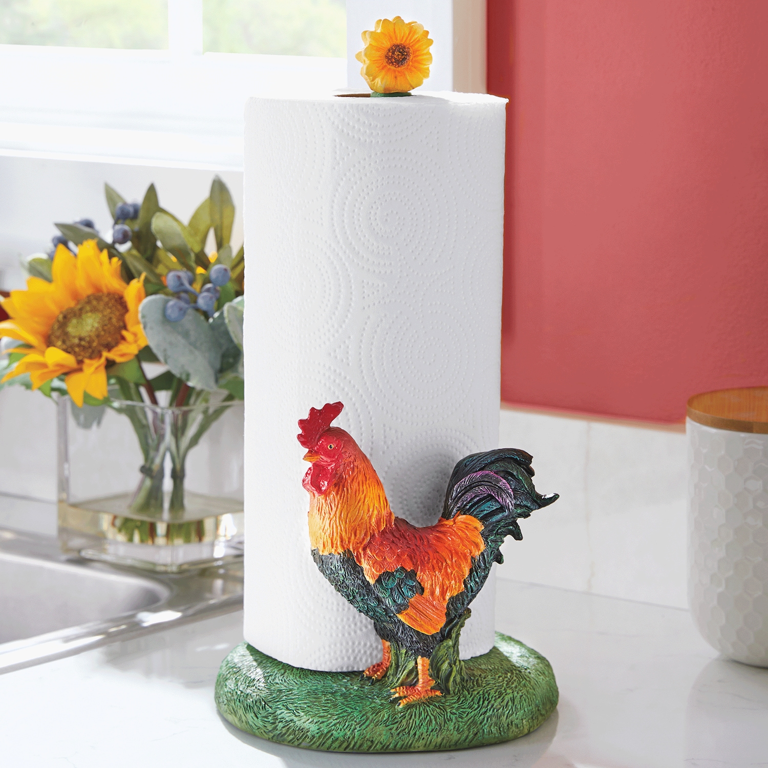 Red Rooster Paper Towel Holder | Seventh Avenue