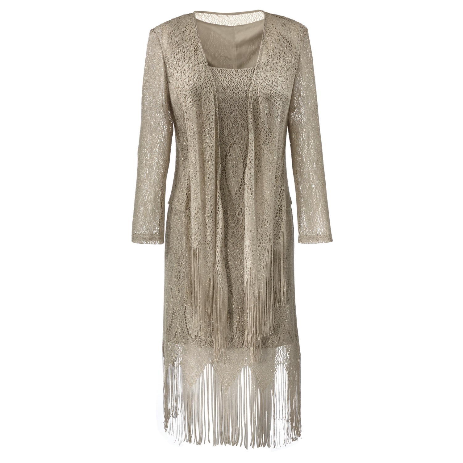 2Piece Fringe Jacket and Dress Seventh Avenue