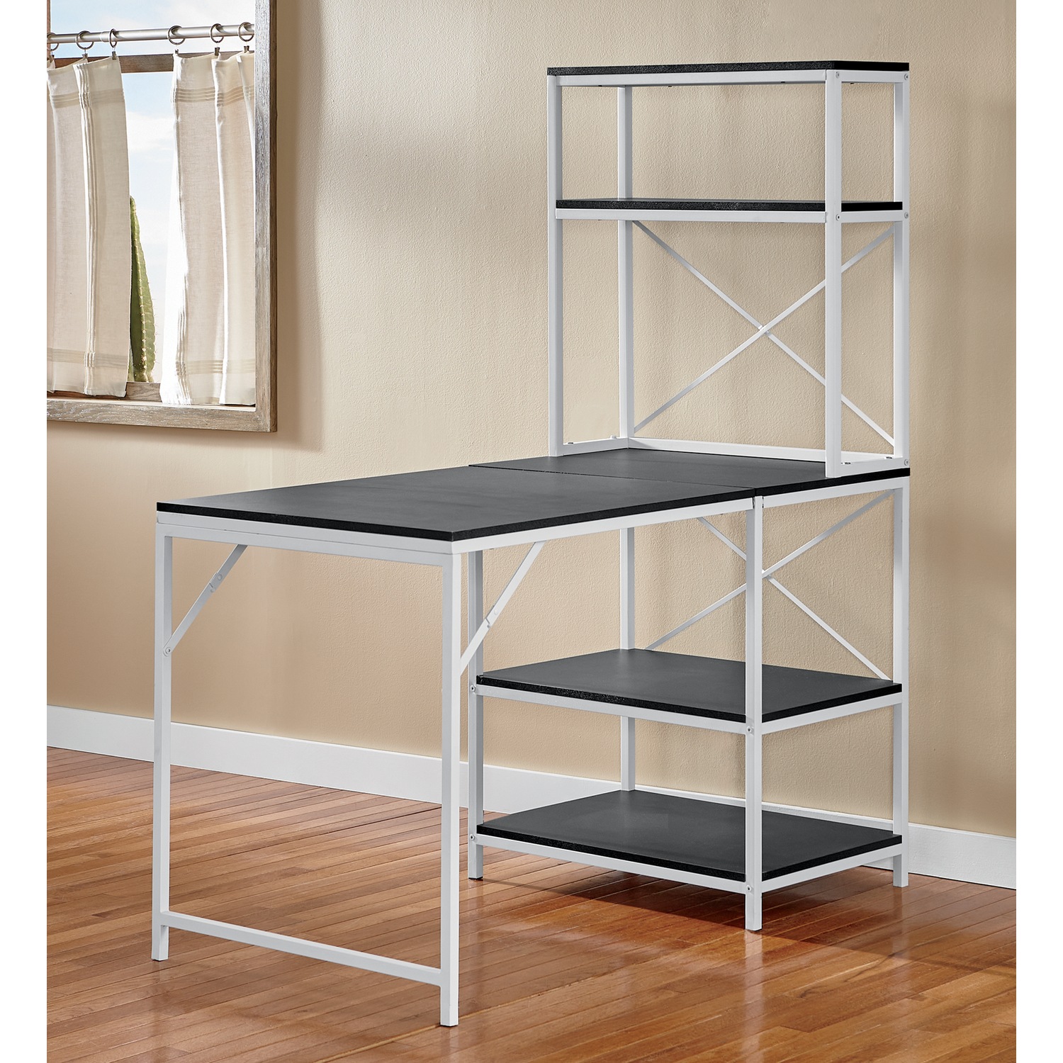Multifunction Shelving Rack with Folding Table Seventh Avenue