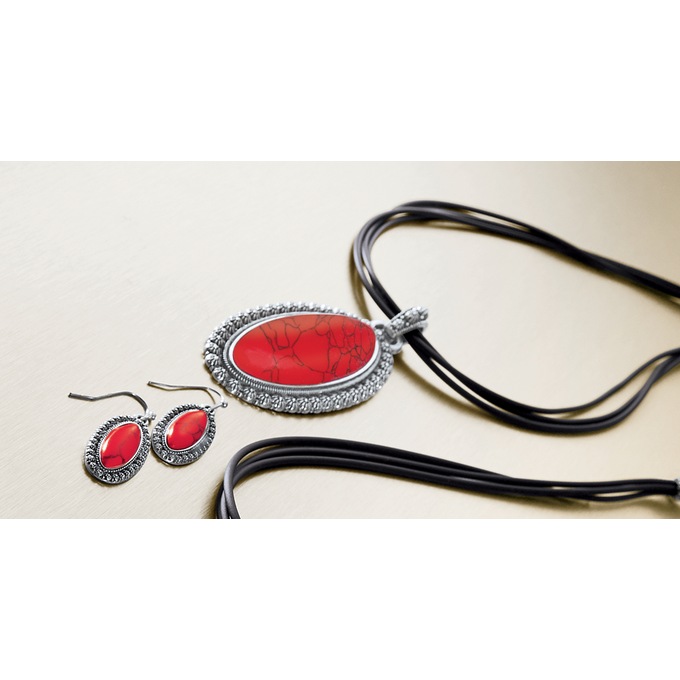 Oval Southwest Necklace and Earring Set, , large