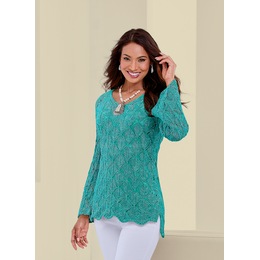 Crochet High Low Sweater, , large