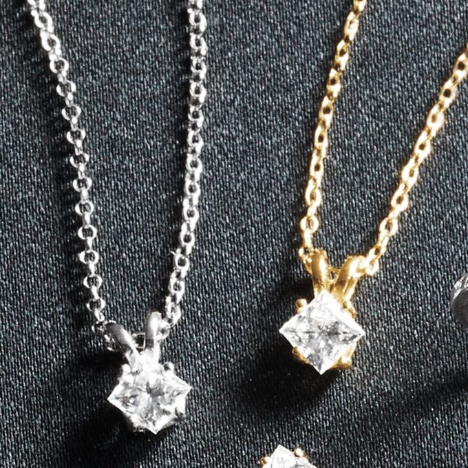 Sterling Lab-Created Diamond Princess Solitaire Pendant, , large