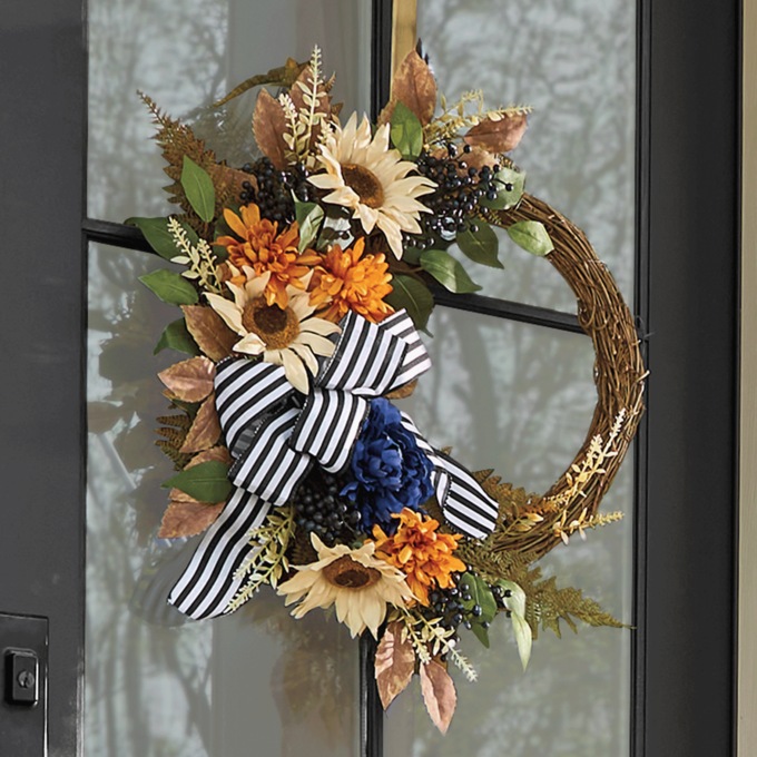 Welcome Fall Sunflower Wreath, , large
