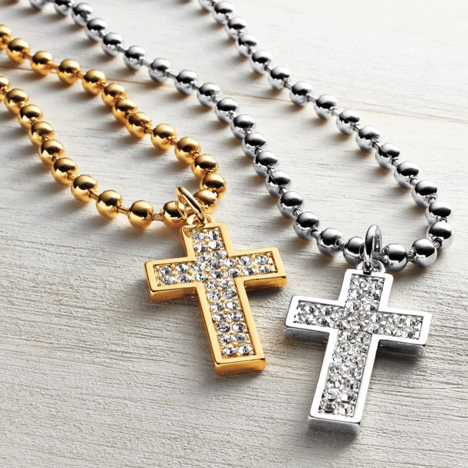 Men's Crystal Pavé Cross Pendant, , large