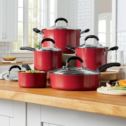 Chef Tested 10-Piece Aluminum Flared Cookware Set by Wards, , large