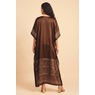 Chi Women's Long Caftan with Regal Border Print, Earthy Chestnut, large