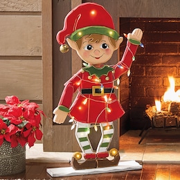 Chunky Wood Cutouts Lit Elf , , large
