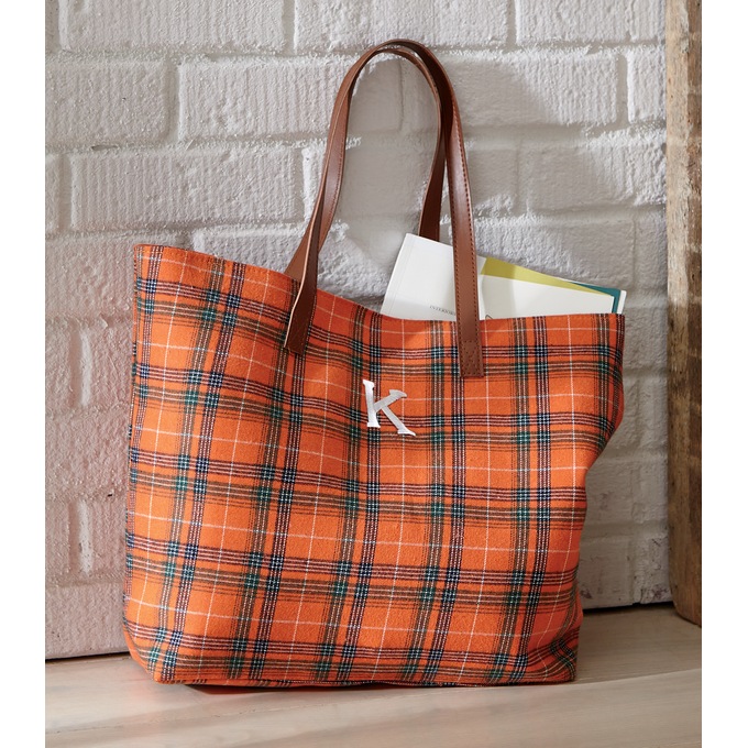 Harvest Plaid Tote, , large