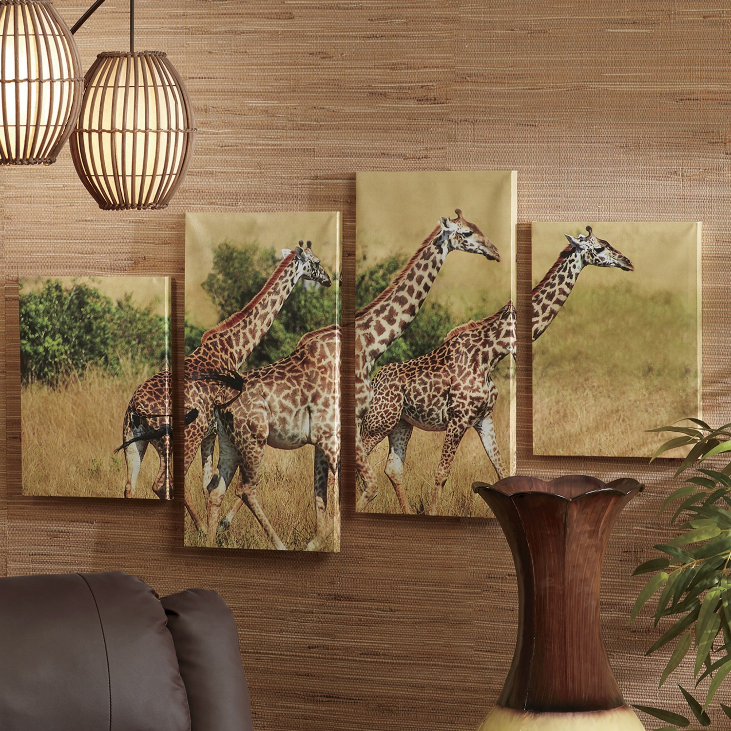 4Piece Giraffe Canvas Set Seventh Avenue