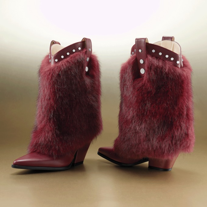 Azalea Wang Violetta Faux Fur Cowgirl Boot, , large