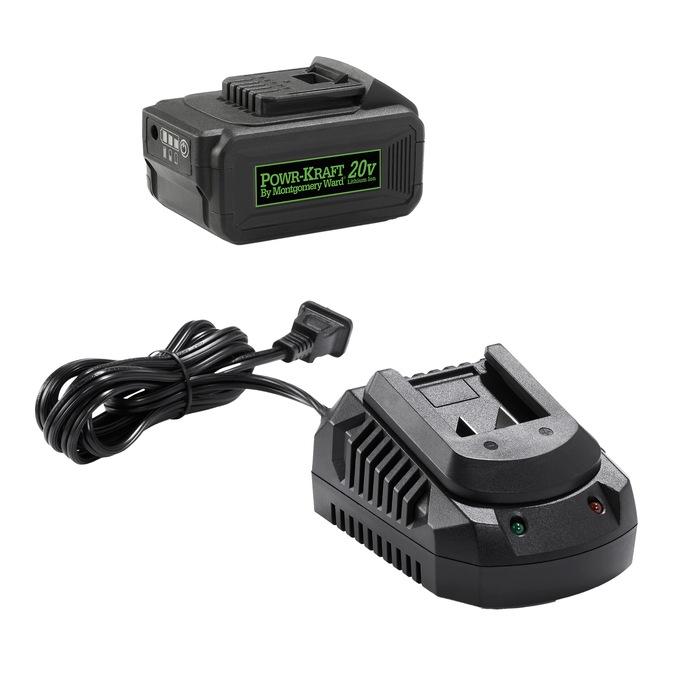 Bundle and Save Pack: Powr-Kraft 2-Pack 20V 4.0Ah Lithium-Ion Battery & Charger by Montgomery Ward, , large
