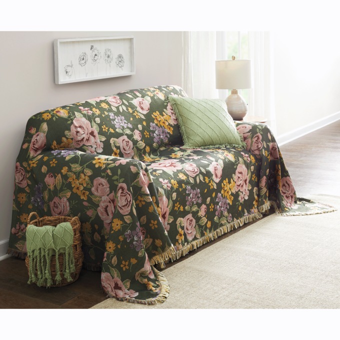 Floral Tapestry Furniture Throw, , large