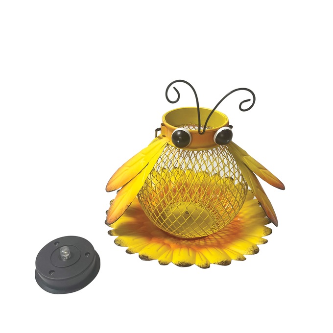 Solar Light Bird Feeder, Yellow, large