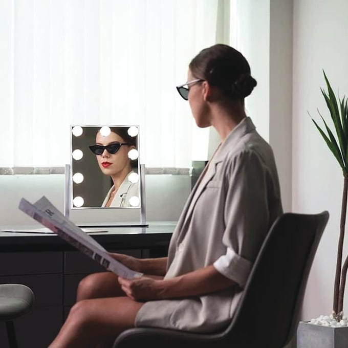 LED Vanity Makeup Mirror with Adjustable Light Temperature Settings, White, large