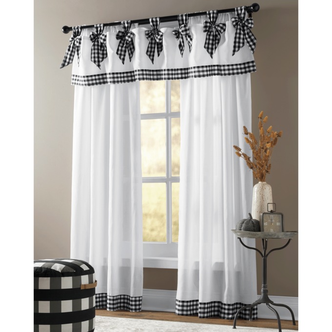 Gingham Trim Window Treatments, , large