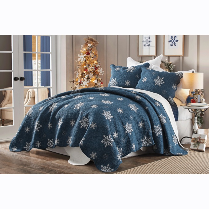 Embroidered Snowflake Quilt, , large