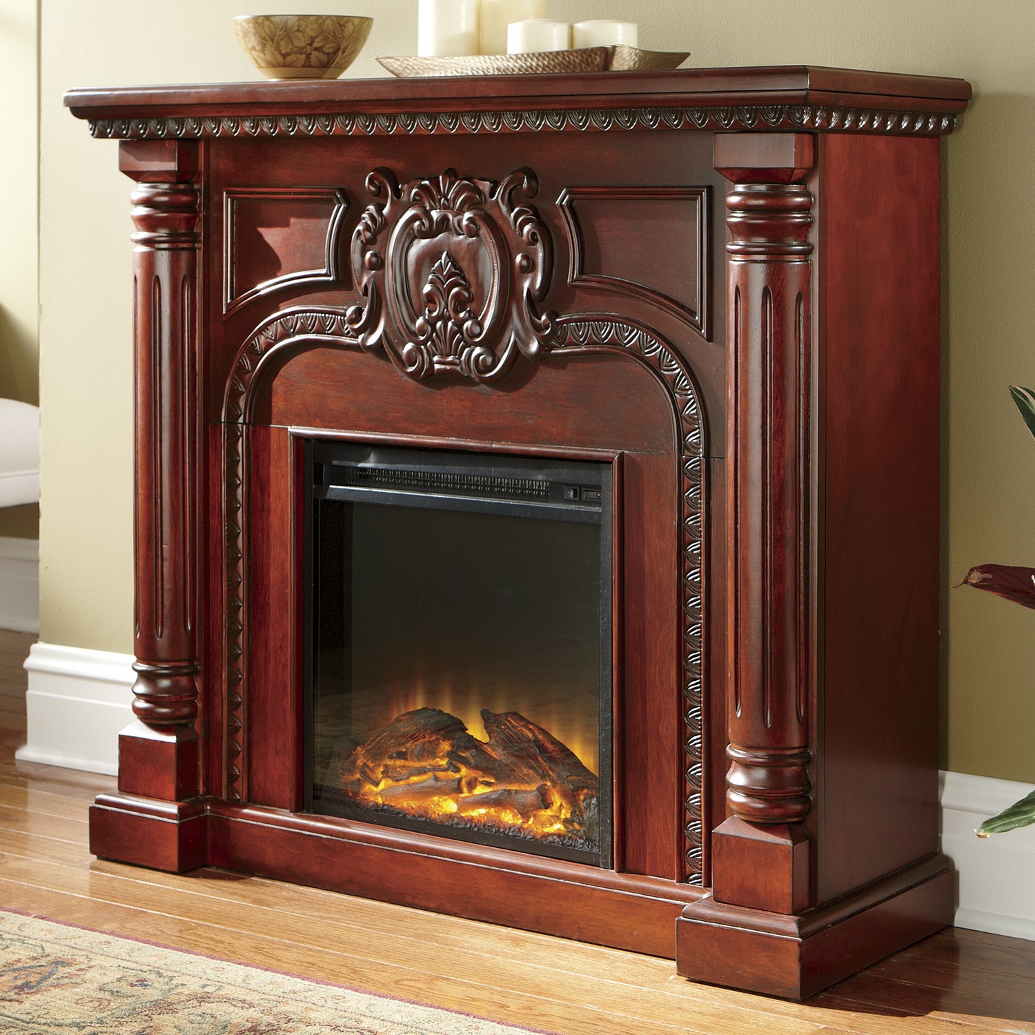 Carved Pillar Fireplace Seventh Avenue