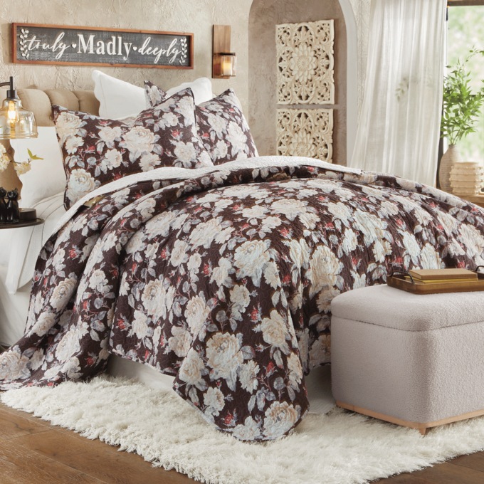 Rambling Rose Oversized 3-Pc. Quilt Set, , large