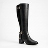 2-Buckle Faux-Leather Riding Boot, , large