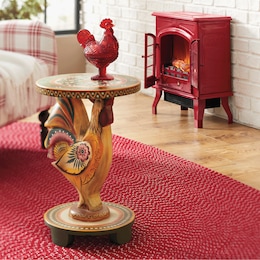 Folk-Art Style Rooster Accent Table, , large