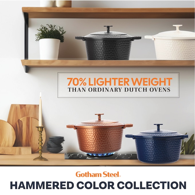 Gotham Steel 5-Quart Hammered Dutch Oven, , large