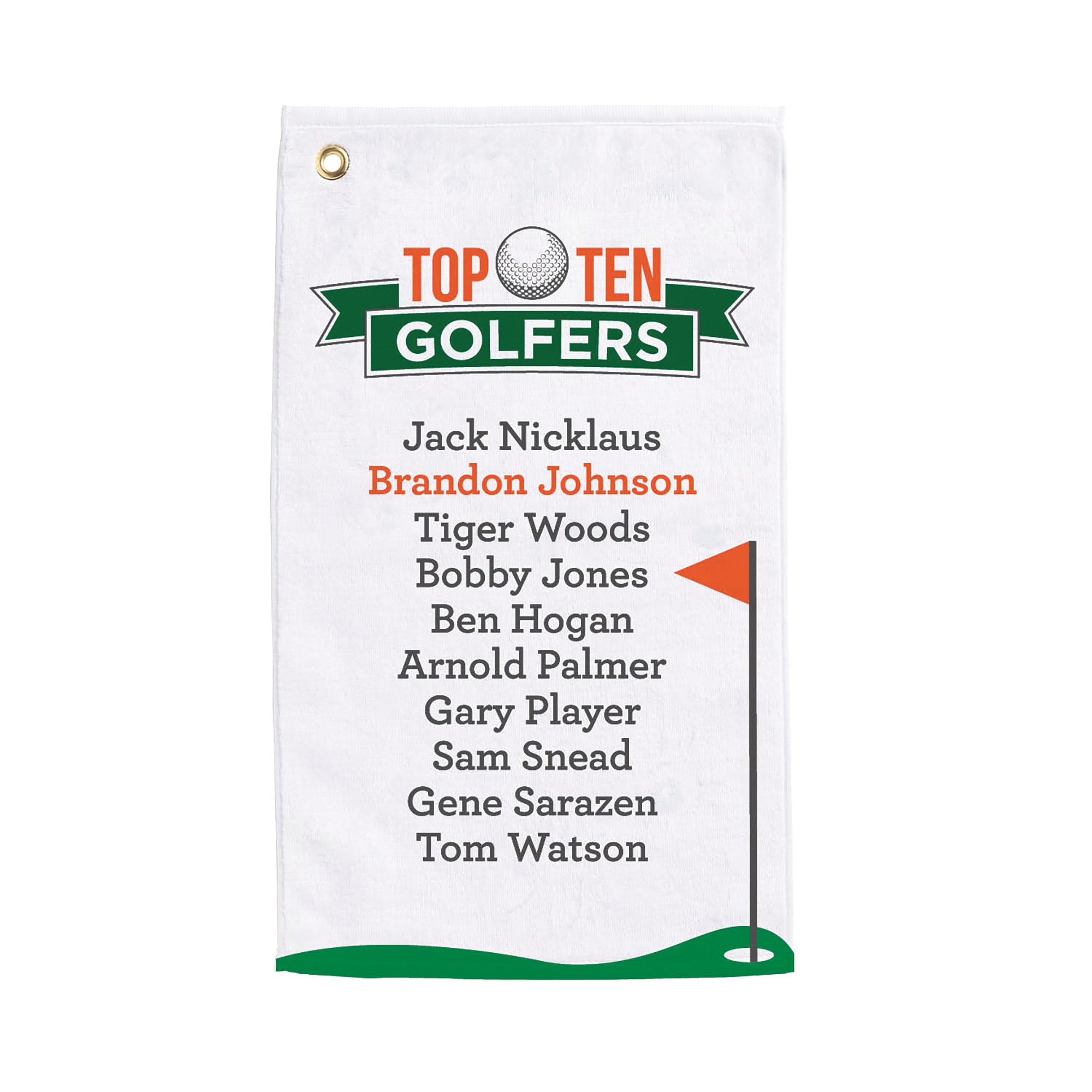 Personalized Top Ten All-Time Greats Golf Towel, , large
