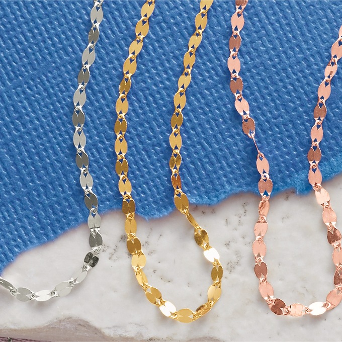 10K Gold Mirror Flat Link Chain, , large