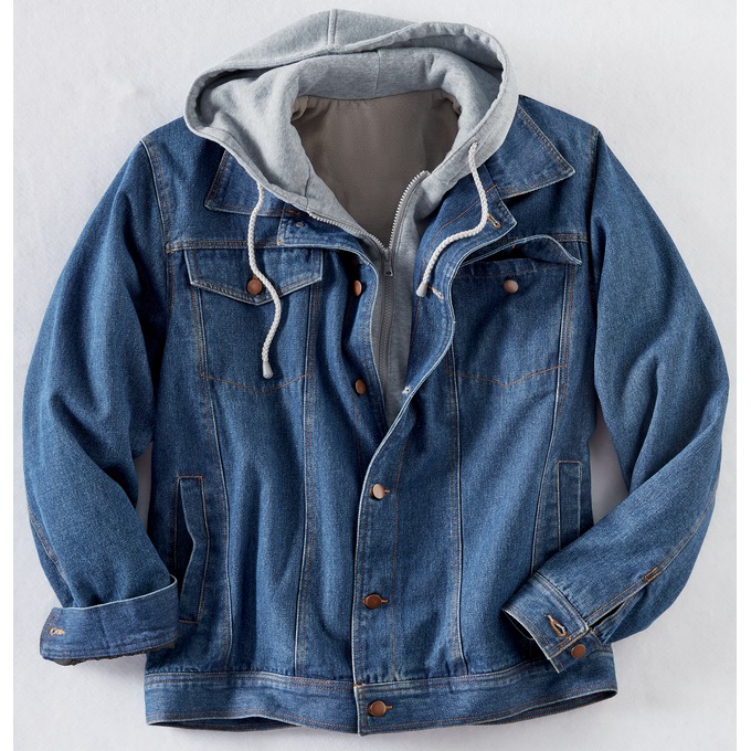 Men's Denim Jacket with Hood, , large