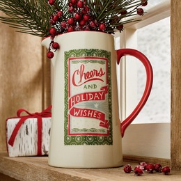 Holiday Wishes Stoneware Pitcher, , large