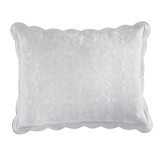 Chateau Cotton Sham with Scalloped Edges, White, large