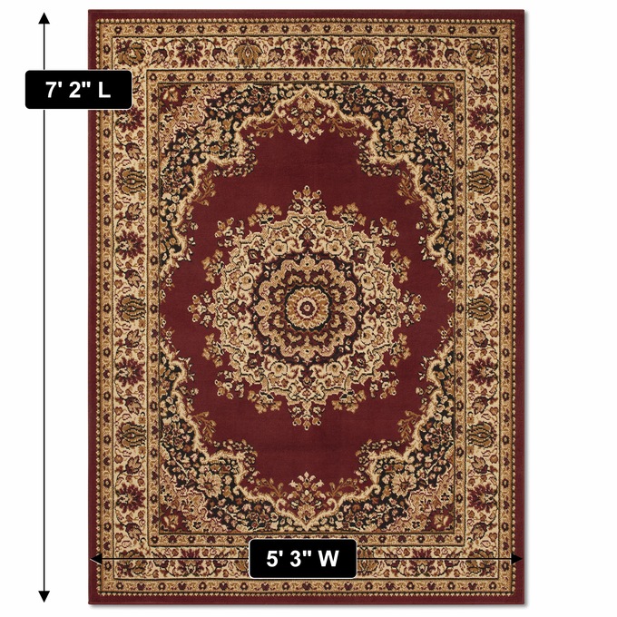 4-Piece Plush Floral Kirman Rug Set with Runner and Mats, , large