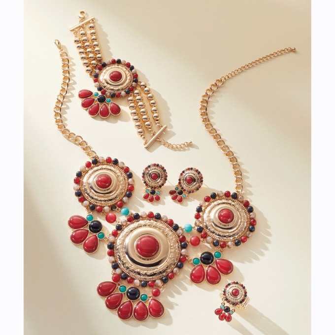 Round-Burst Necklace & Earrings Set, , large