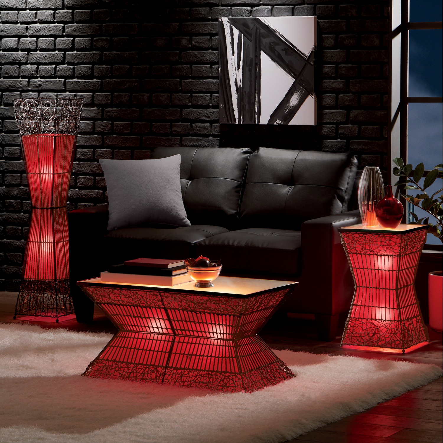 Zain Lighted Rattan Floor Lamp And Tables | Seventh Avenue